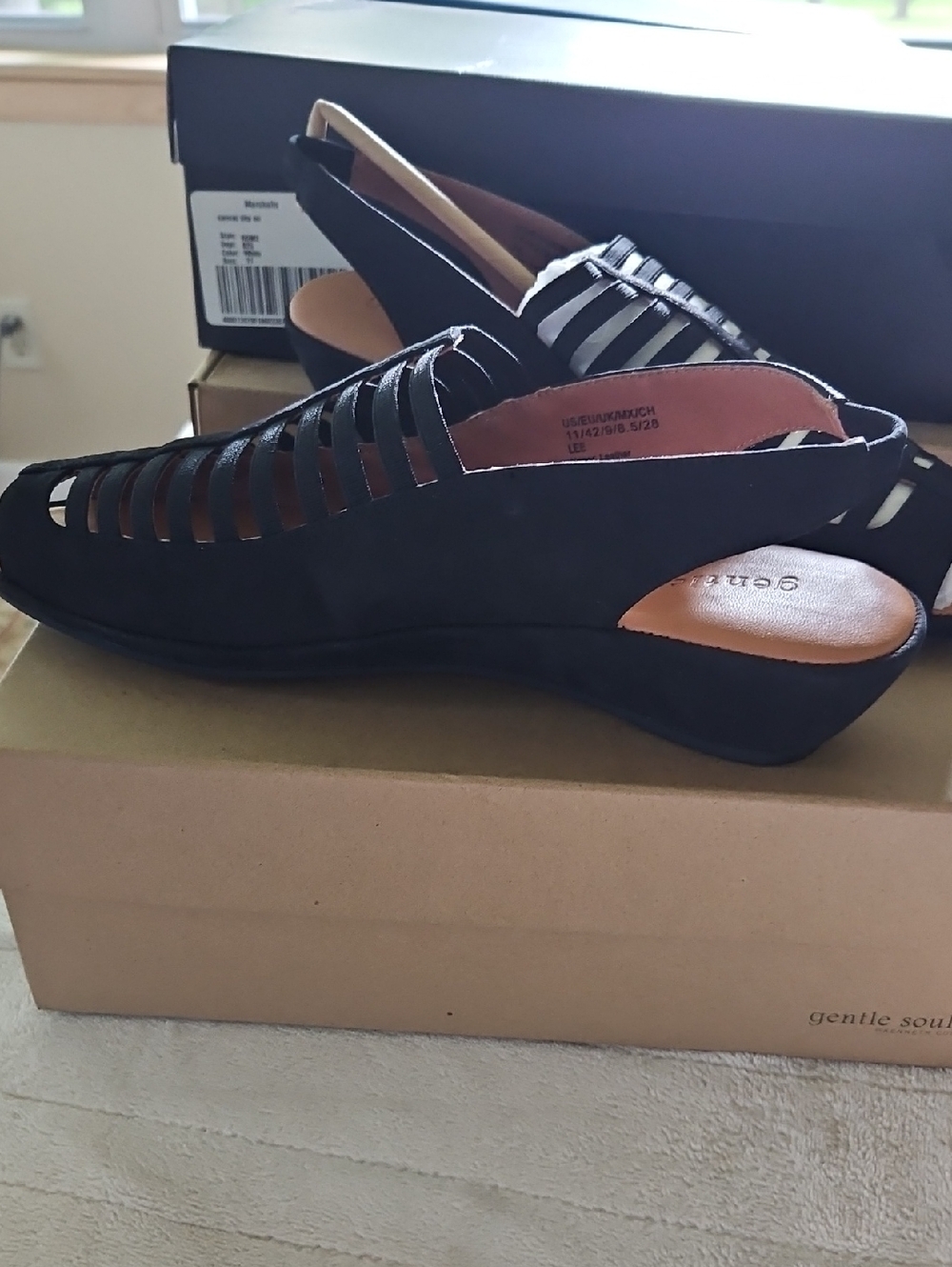 Gentle Souls Black Cage Slingback Open-Toe Sandals - Picture 4 of 5